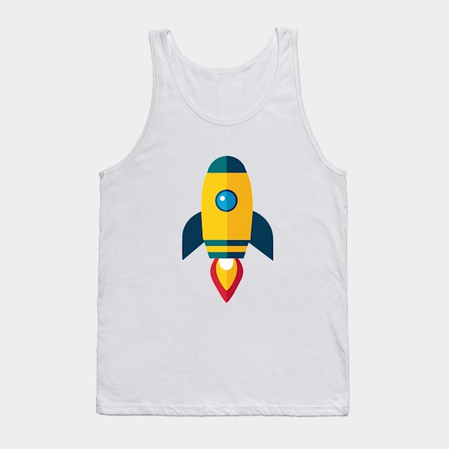 Galactic Sojourn: Retro Rocket Expedition Tank Top by Salaar Design Hub